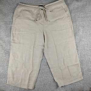 Talbots Pants Tan Flags Size 20 Linen High Rise